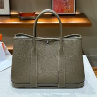 Hermes Garden Party Bag Togo Leather Palladium Hardware In Khaki