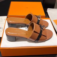 Hermes Gigi 50 Slides Women Calfskin In Brown