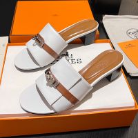 Hermes Gigi 50 Slides Women Calfskin In White