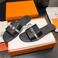 Hermes Giulia Slides Women Calfskin In Black