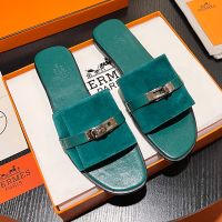 Hermes Giulia Slides Women Suede In Green