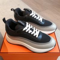 Hermes Gramme Sneakers Men Canvas And Calfskin In Black
