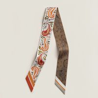 Hermes Guepards Bandana Twilly In Brown