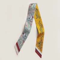 Hermes Guepards Bandana Twilly In Yellow