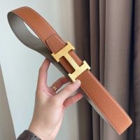 Hermes H Buckle 38 Reversible Belt Leather In Brown/Grey