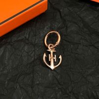 Hermes H Logo Anchor Keyring Metal In Gold