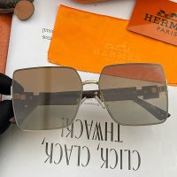 Hermes H0219 Square Metal Sunglasses In Grey