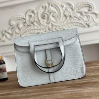 Hermes Halzan Bag Clemence Leather In Sky Blue