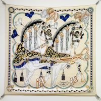 Hermes Harnais de Coeur Scarf 90 In Apricot