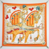 Hermes Harnais de Coeur Scarf 90 In Orange