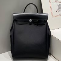 Hermes Herbag A Dos Zip Backpack Canvas Palladium Hardware In Black