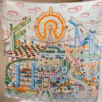 Hermes Horse Club Shawl 140 In White