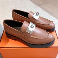 Hermes Hot Loafers Women Calfskin In Coffee