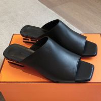 Hermes Idole Slides Women Nappa leather In Black