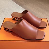 Hermes Idole Slides Women Nappa leather In Brown