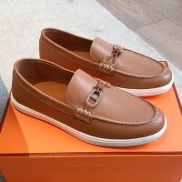 Hermes Ignacio Loafers Unisex Calfskin In Brown