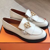 Hermes Impact Loafers Women Calfskin In White