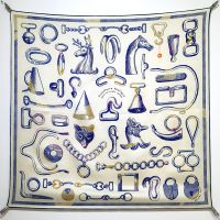 Hermes Inventaire Poetique pour un Conte Sellier Scarf 90 In Blue