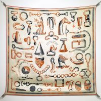 Hermes Inventaire Poetique pour un Conte Sellier Scarf 90 In Brown