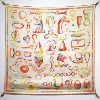 Hermes Inventaire Poetique pour un Conte Sellier Scarf 90 In Orange