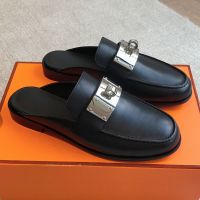 Hermes Iota Mules Women Calfskin with Oversized Kelly Buckle In Black