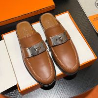 Hermes Iota Mules Women Calfskin with Oversized Kelly Buckle In Brown