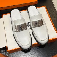 Hermes Iota Mules Women Calfskin with Oversized Kelly Buckle In White