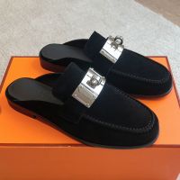 Hermes Iota Mules Women Suede In Black