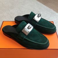 Hermes Iota Mules Women Suede In Green