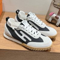 Hermes Jet Sneakers Unisex Canvas and Suede In Beige/Black