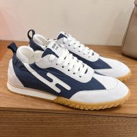 Hermes Jet Sneakers Unisex Canvas and Suede In Beige/Navy Blue