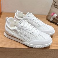 Hermes Jet Sneakers Unisex Crochet Knit and Nappa Leather In White