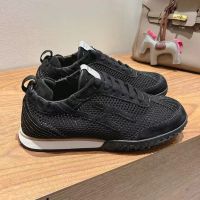 Hermes Jet Sneakers Unisex Crochet Knit and Suede In Black