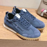 Hermes Jet Sneakers Unisex Crochet Knit and Suede In Blue