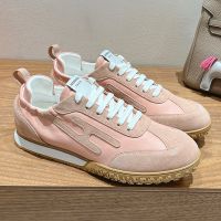 Hermes Jet Sneakers Unisex Nappa Leather and Suede In Pink