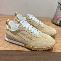 Hermes Jet Sneakers Unisex Suede In Khaki