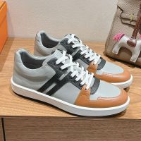 Hermes Join Sneakers Unisex Calfskin and Epsom Calfskin In Grey