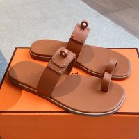 Hermes July Slides Women Calfskin In Brown