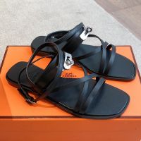 Hermes June Sandals Women Calfskin In Black