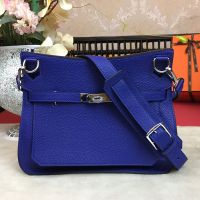 Hermes Jypsiere Bag Clemence Leather Palladium Hardware In Blue