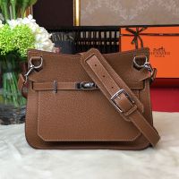 Hermes Jypsiere Bag Clemence Leather Palladium Hardware In Brown