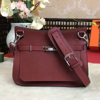 Hermes Jypsiere Bag Clemence Leather Palladium Hardware In Burgundy