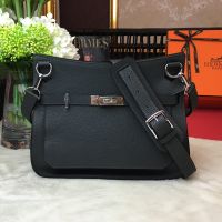 Hermes Jypsiere Bag Clemence Leather Palladium Hardware In Dark Green