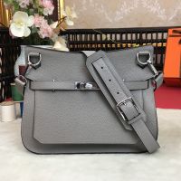 Hermes Jypsiere Bag Clemence Leather Palladium Hardware In Grey