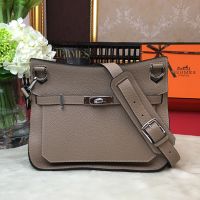 Hermes Jypsiere Bag Clemence Leather Palladium Hardware In Khaki