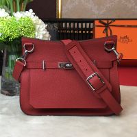 Hermes Jypsiere Bag Clemence Leather Palladium Hardware In Red