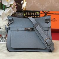 Hermes Jypsiere Bag Clemence Leather Palladium Hardware In Sky Blue