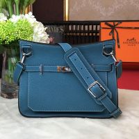 Hermes Jypsiere Bag Clemence Leather Palladium Hardware In Teal