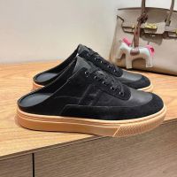 Hermes Keep Mules Unisex Calfskin and Suede In Black