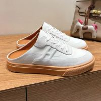 Hermes Keep Mules Unisex Calfskin and Suede In White